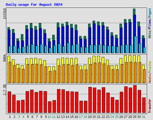 Daily usage for August 2024