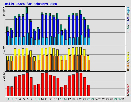 Daily usage for February 2025