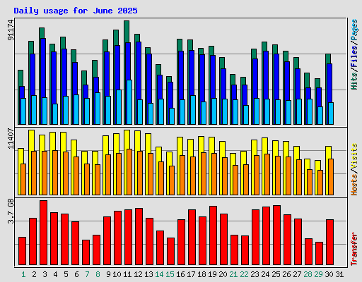 Daily usage for June 2025