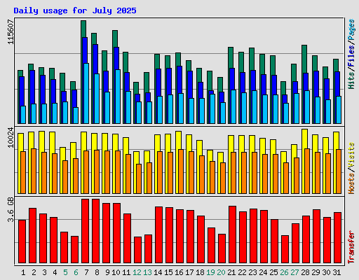 Daily usage for July 2025